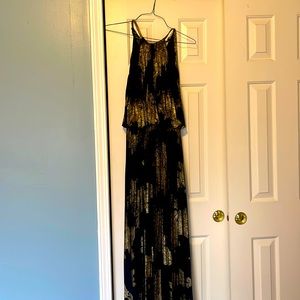 Black and gold maxi dress
